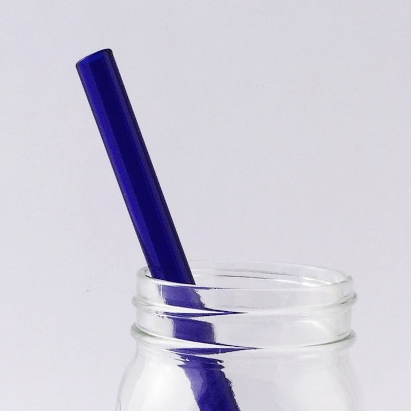 Brilliant Blue Glass Straw