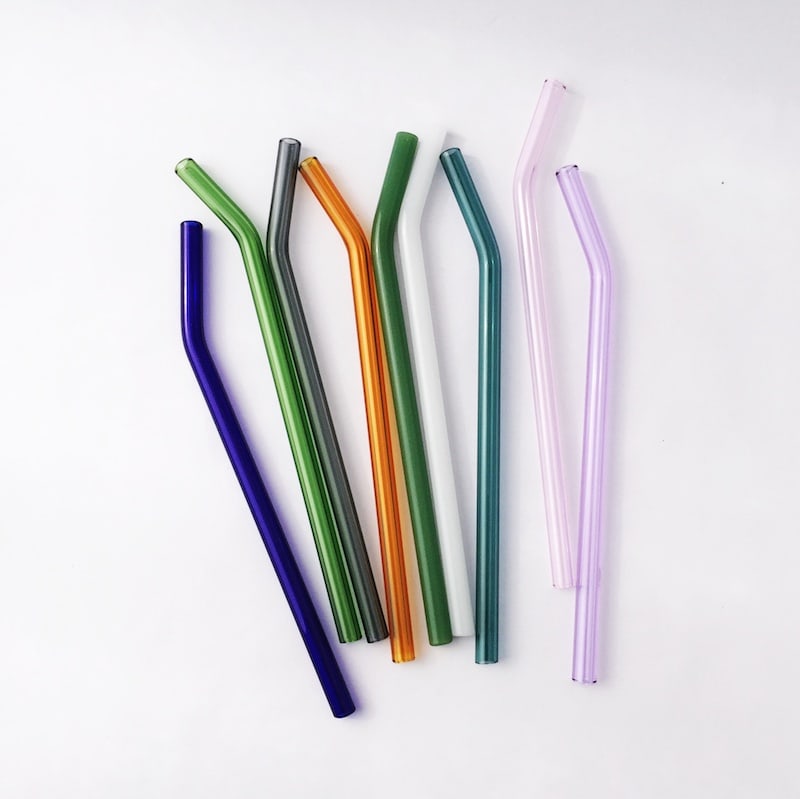 Colored Barely Bent Glass Straws