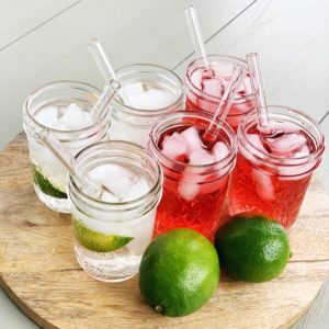 6" Clear Glass Straw Set of 6