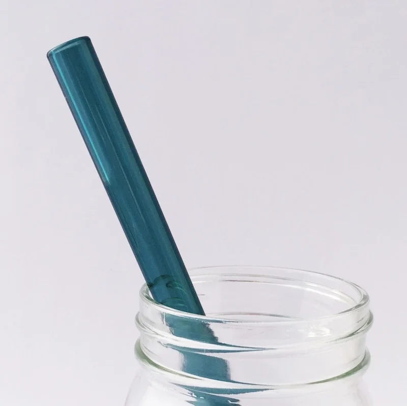 Aquamarine Glass Straw