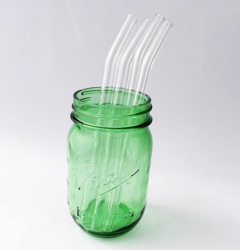 Clear Barely Bent Glass Straw Set