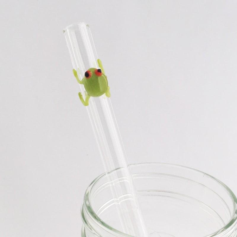 The Frogs Are Green Glass Straw