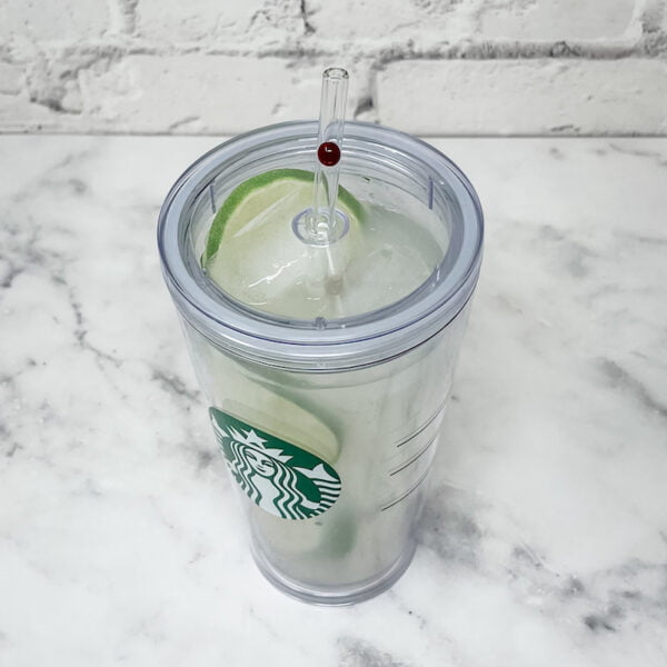 Our 8" designer skinny straws fit perfect in Grande Starbucks Tumblers