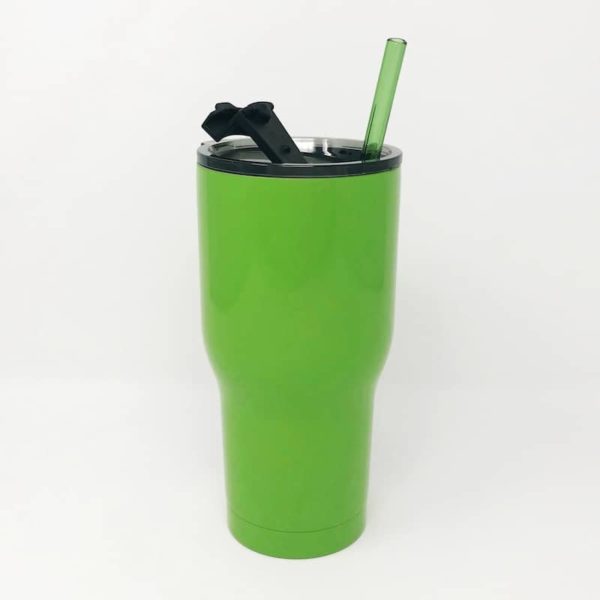30oz RTIC Lime Green Insulated Tumbler with Glass Straw