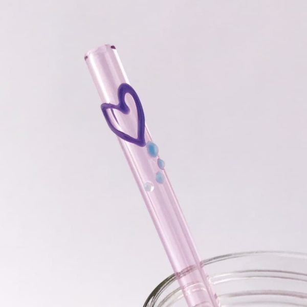 Purple Heart Glass Straw