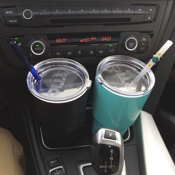 30 oz RTIC Insulated Tumbler with Glass Straw in Cup Holder