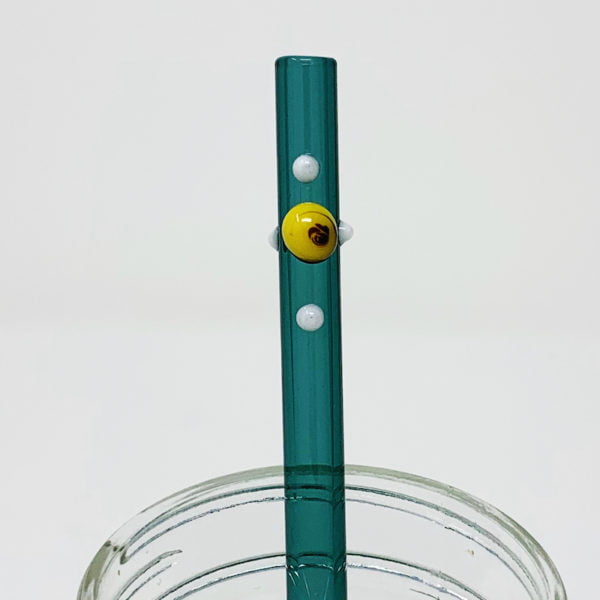 Aquamarine Dot Glass Straw