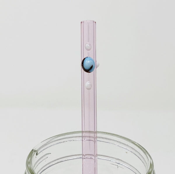Pink Sapphire Dot Glass Straw