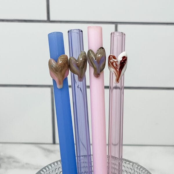 Designer Glass Straw with a Heart