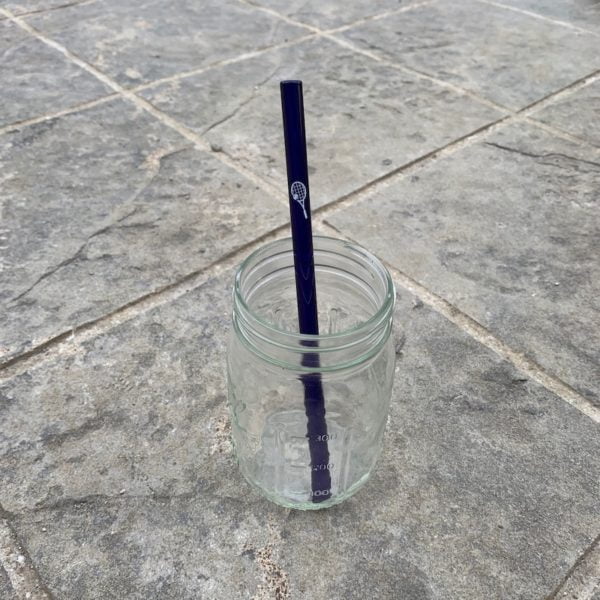 Glass Straw with Tennis Racket & Ball