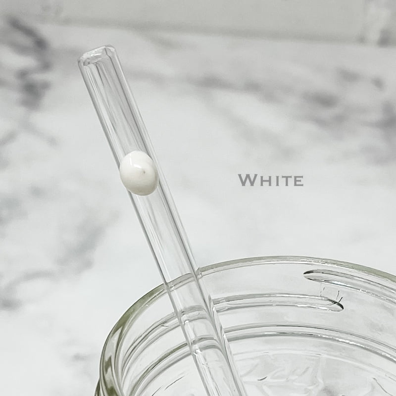 Clear Skinny Straw with White Design